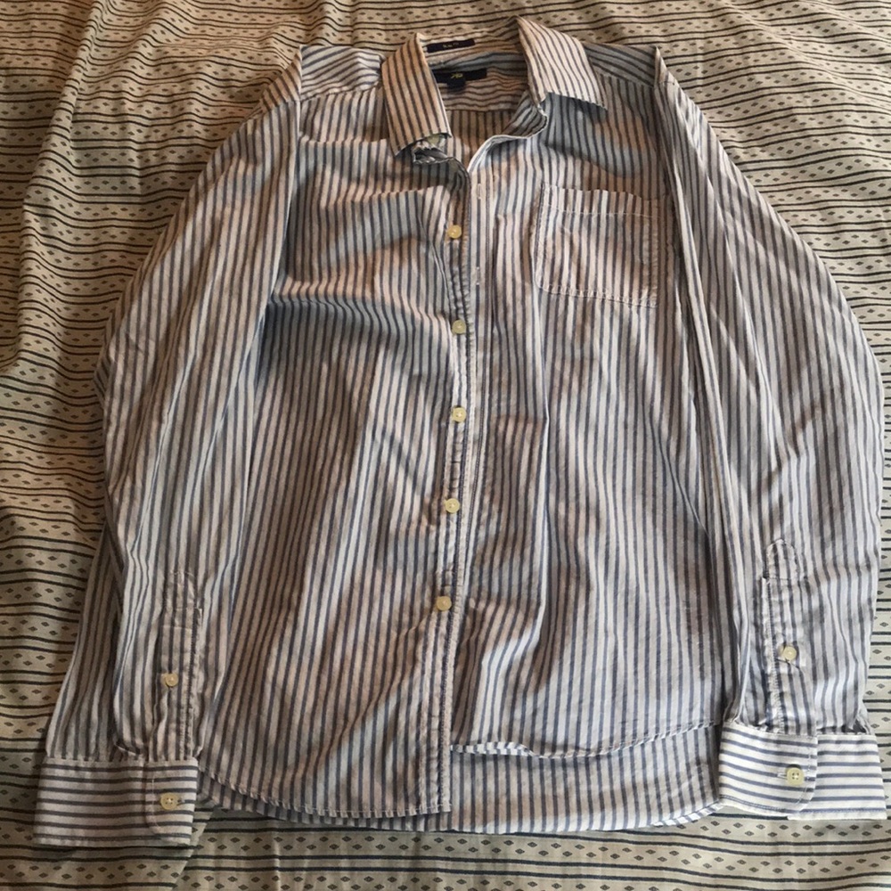 Egara Blue Striped Slim Fit Dress Shirt
